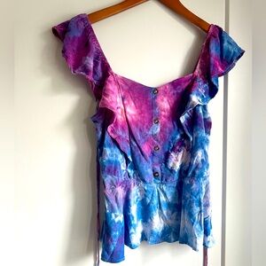 Moa Moa flutter sleeve tie dye top Medium